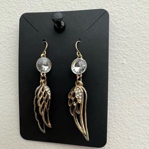 Angel Feather Wings, Rhinestone and enamel Earrings